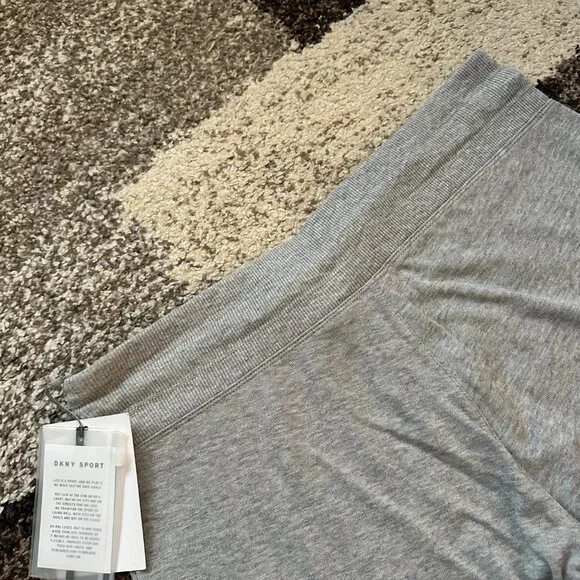 DKNY SPORT (L) Heather Gray Iridescent Silver Logo Sweatpants Joggers Pants - Picture 8 of 8